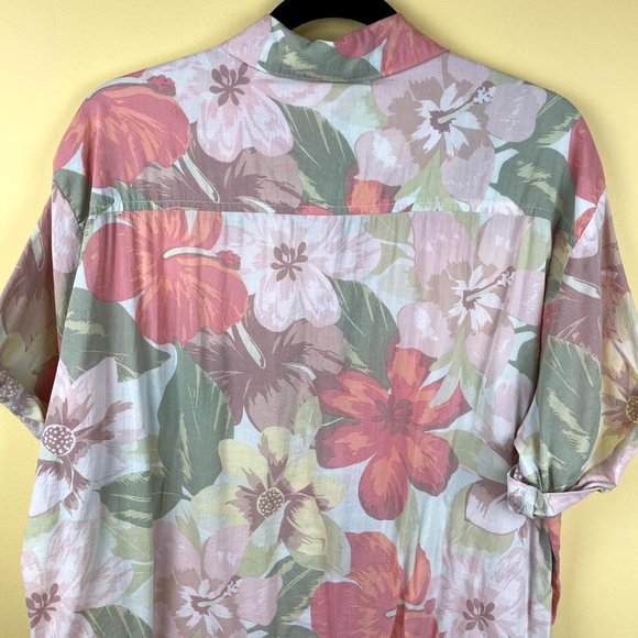 aerie Hibiscus Pastel Button Down Camp Shirt M - Picture 7 of 9